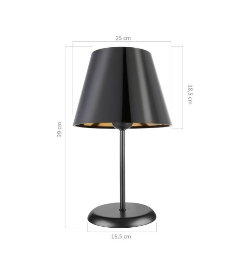 Lampada da tavolo Verda ASZ1212 in metallo e paralume tessuto nero
