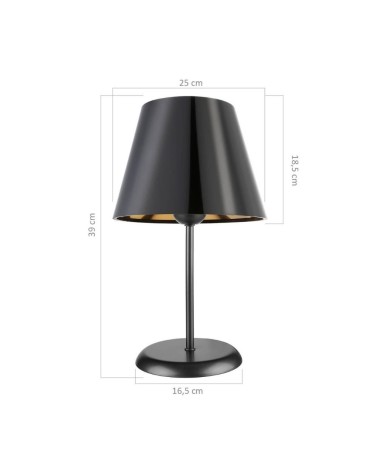 Lampada da tavolo Verda ASZ1212 in metallo e paralume tessuto nero