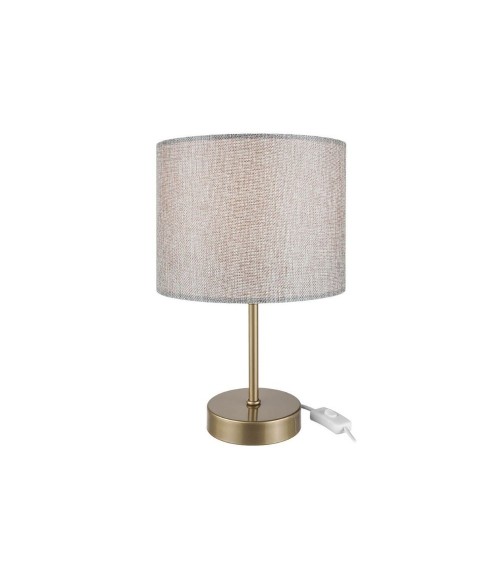 Lampada da tavolo Flora ASZ1496 con paralume cilindrico tessuto sabbia