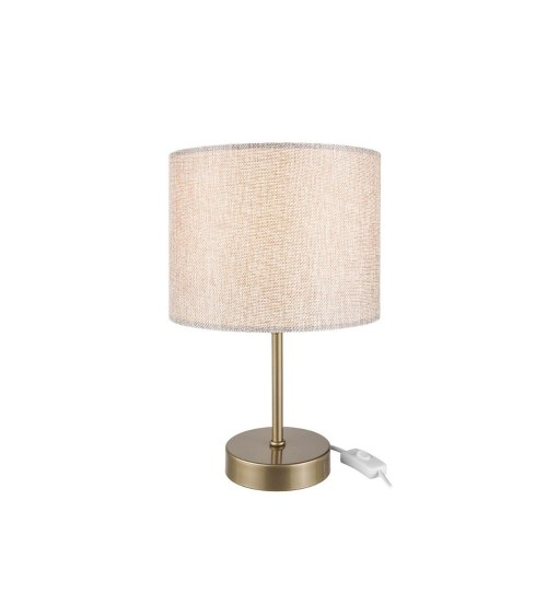 Lampada da tavolo Flora ASZ1496 con paralume cilindrico tessuto sabbia