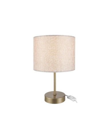 Lampada da tavolo Flora ASZ1496 con paralume cilindrico tessuto sabbia