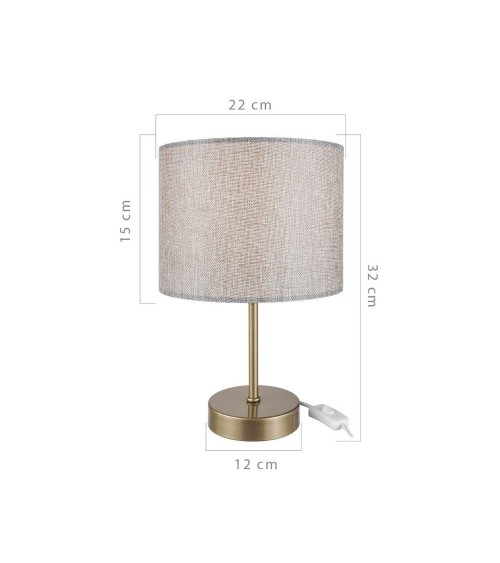 Lampada da tavolo Flora ASZ1496 con paralume cilindrico tessuto sabbia