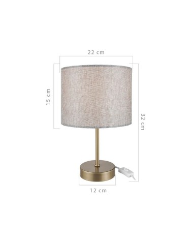 Lampada da tavolo Flora ASZ1496 con paralume cilindrico tessuto sabbia