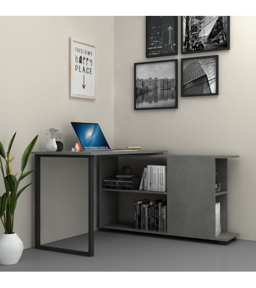 Scrivania con libreria Oslo cemento 120x60 cm