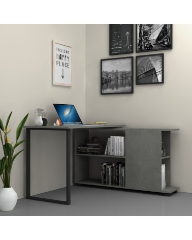 Scrivania con libreria Oslo cemento 120x60 cm