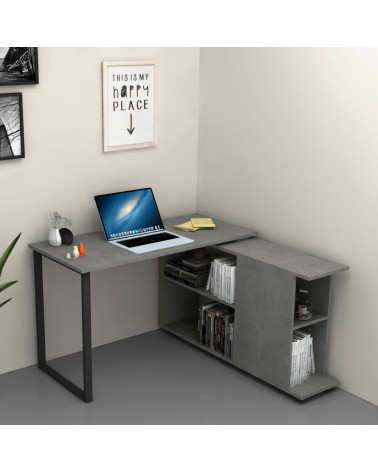 Scrivania con libreria Oslo cemento 120x60 cm