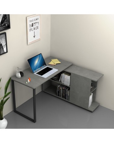 Scrivania con libreria Oslo cemento 120x60 cm