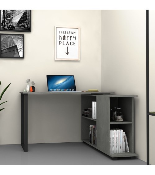Scrivania con libreria Oslo cemento 120x60 cm