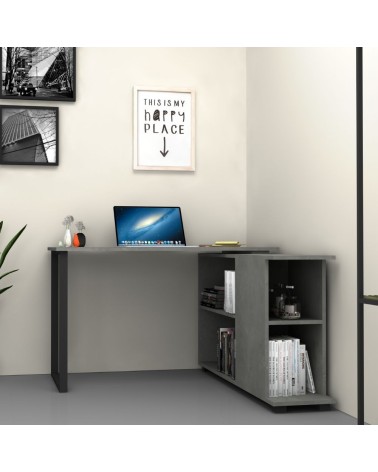 Scrivania con libreria Oslo cemento 120x60 cm