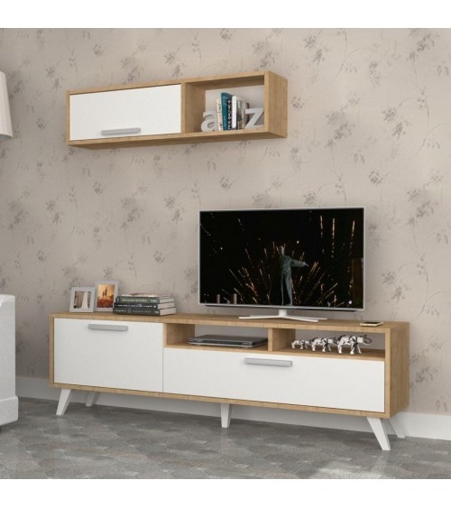Porta tv Slim D2306TV180M109 rovere bianco 180x35x47h