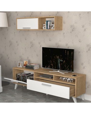 Porta tv Slim D2306TV180M109 rovere bianco 180x35x47h