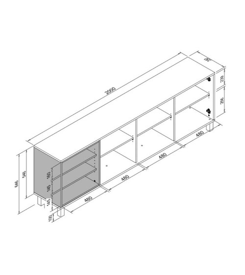Madia Menorca 57A 3 ante bianco rovere 200x35x64,5