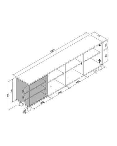 Madia Menorca 57A 3 ante bianco rovere 200x35x64,5