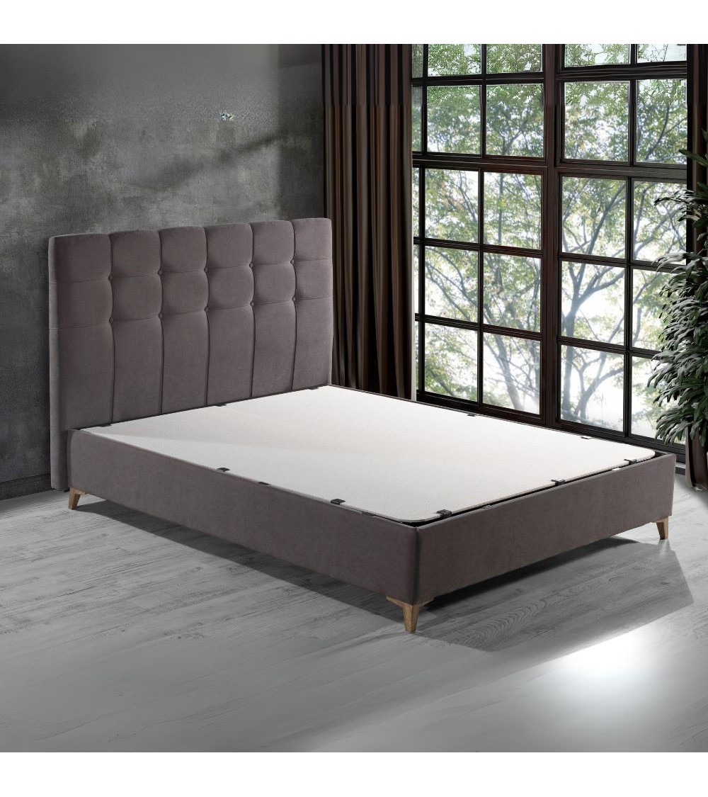 Letto matrimoniale contenitore Clup Monaco tessuto grigio scuro