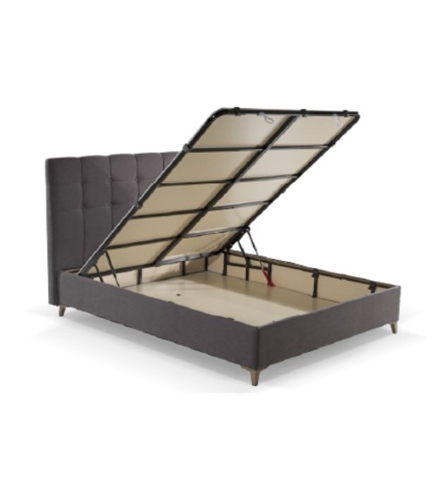 Letto matrimoniale contenitore Clup Monaco tessuto grigio scuro