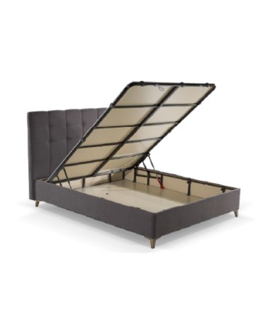 Letto matrimoniale contenitore Clup Monaco tessuto grigio scuro