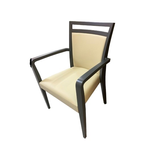 Poltrona Alpha in legno ecopelle beige