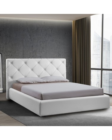 Letto matrimoniale contenitore Kassandra testiera capitonnè ecopelle bianco