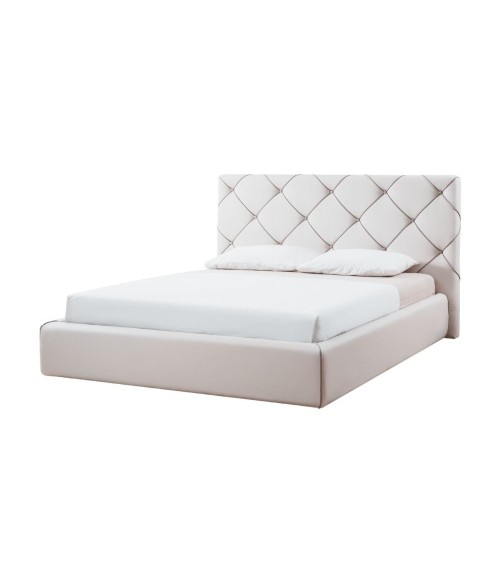 Letto matrimoniale contenitore Kassandra testiera capitonnè ecopelle bianco