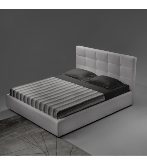 Letto matrimoniale contenitore Napoli tessuto grigio
