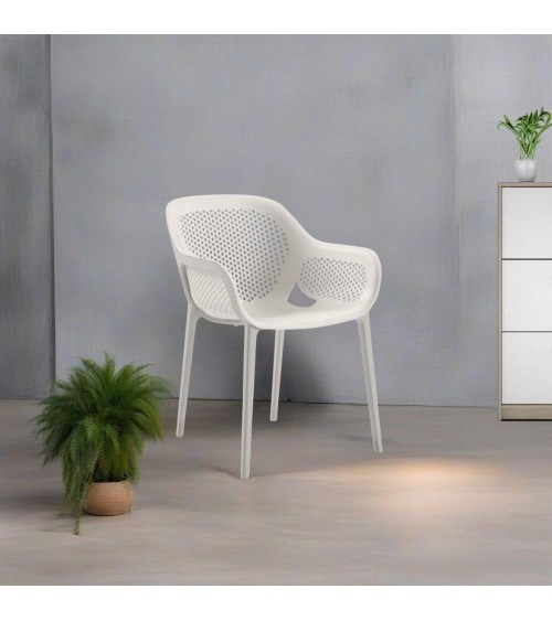 Poltrona design Atra grigio bianco set 4 pezzi