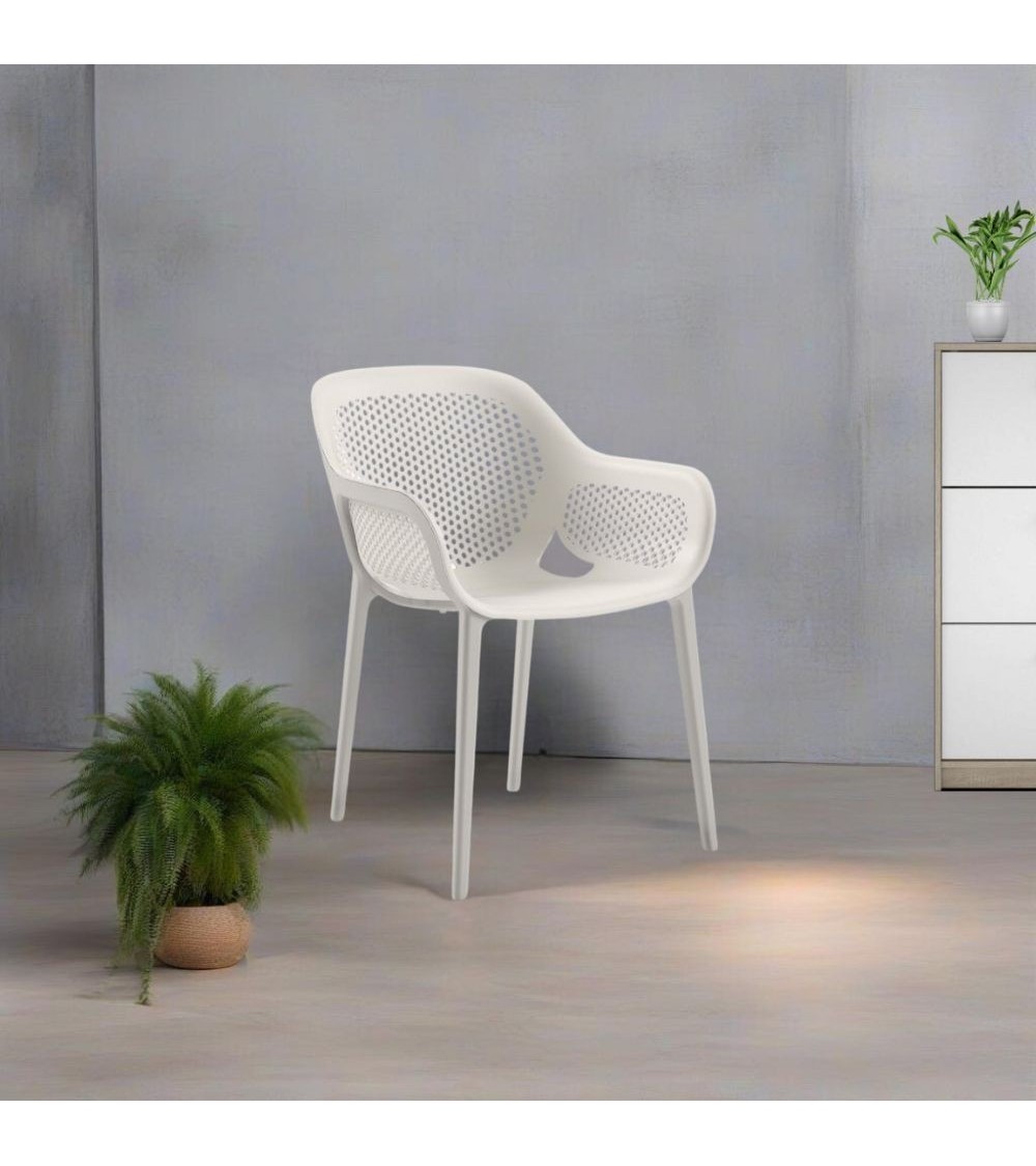 Poltrona design Atra grigio bianco set 4 pezzi