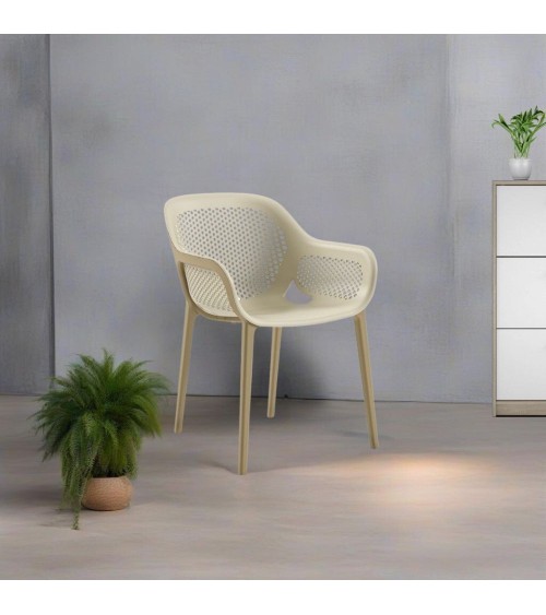 Poltrona design Atra caffè beige set 4 pezzi