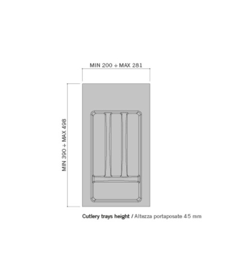 Portaposate 8101N 4 scomparti per cassetto da 30 o 35 cm.