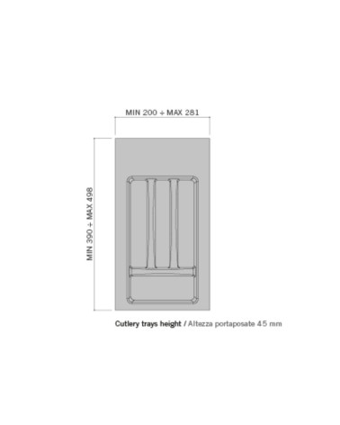 Portaposate 8101N 4 scomparti per cassetto da 30 o 35 cm.
