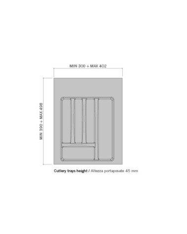 Portaposate 8102N 5 scomparti per cassetto da 40 o 45 cm