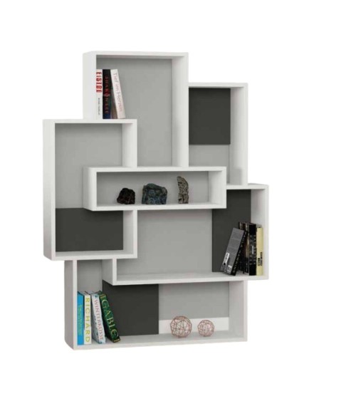 Libreria Barce bianco antracite 101x22x132h