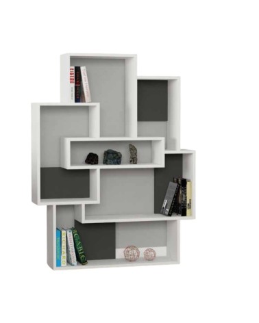 Libreria Barce bianco antracite 101x22x132h
