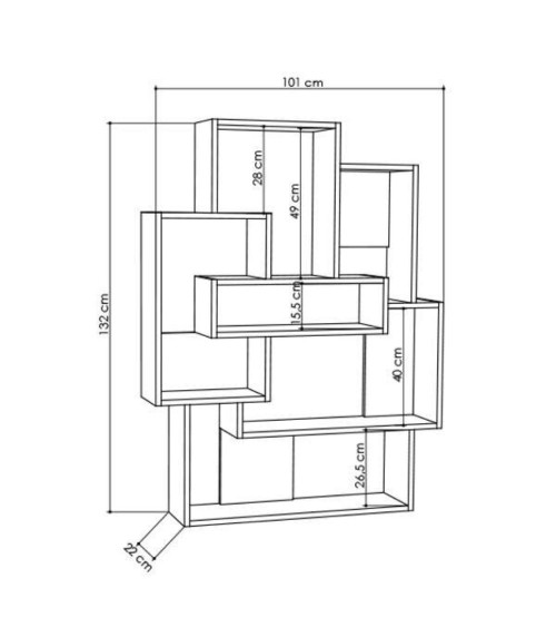 Libreria Barce bianco antracite 101x22x132h