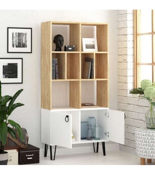 Libreria Bene con ante rovere bianco