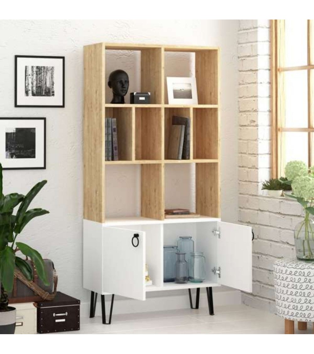Libreria Bene con ante rovere bianco