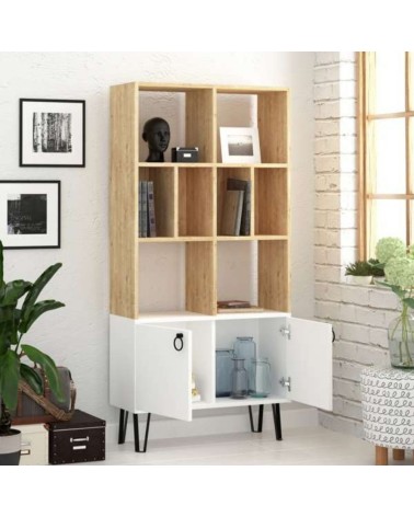 Libreria Bene con ante rovere bianco