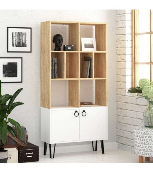 Libreria Bene con ante rovere bianco