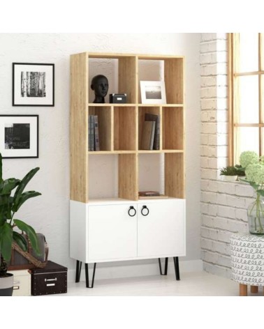 Libreria Bene con ante rovere bianco