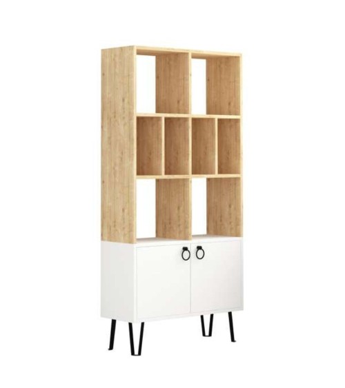 Libreria Bene con ante rovere bianco
