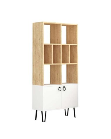 Libreria Bene con ante rovere bianco