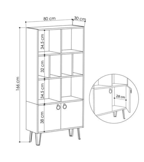 Libreria Bene con ante rovere bianco