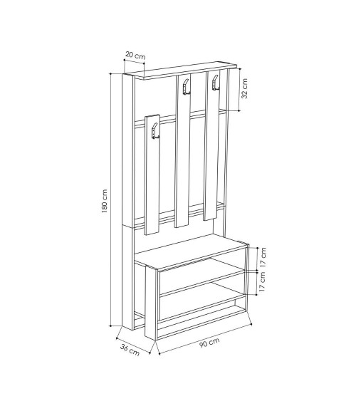 Mobile ingresso Chester bianco 90x36x180