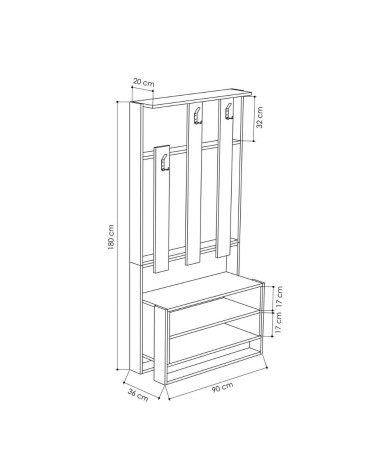 Mobile ingresso Chester bianco 90x36x180