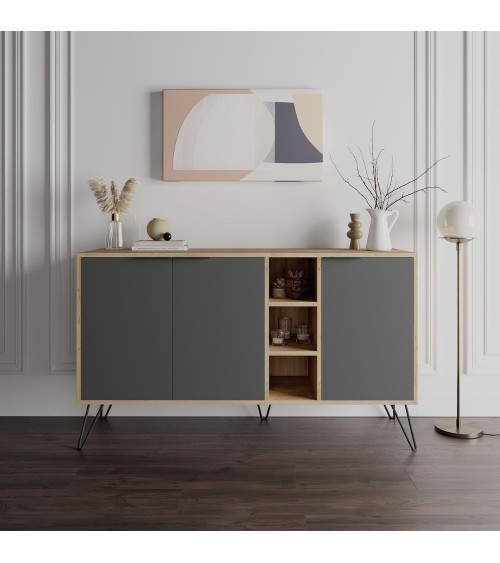 Madia Clara rovere oak 3 ante antracite 142x35,6x83h
