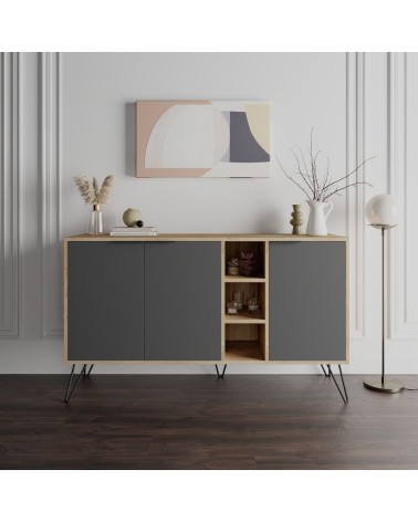 Madia Clara rovere oak 3 ante antracite 142x35,6x83h