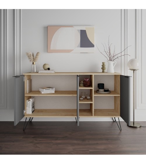 Madia Clara rovere oak 3 ante antracite 142x35,6x83h