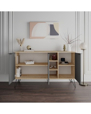 Madia Clara rovere oak 3 ante antracite 142x35,6x83h