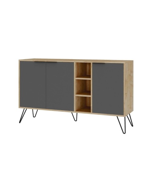 Madia Clara rovere oak 3 ante antracite 142x35,6x83h