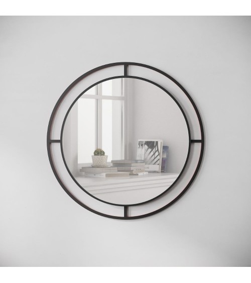 Specchio Bubble con doppia cornice in metallo nero