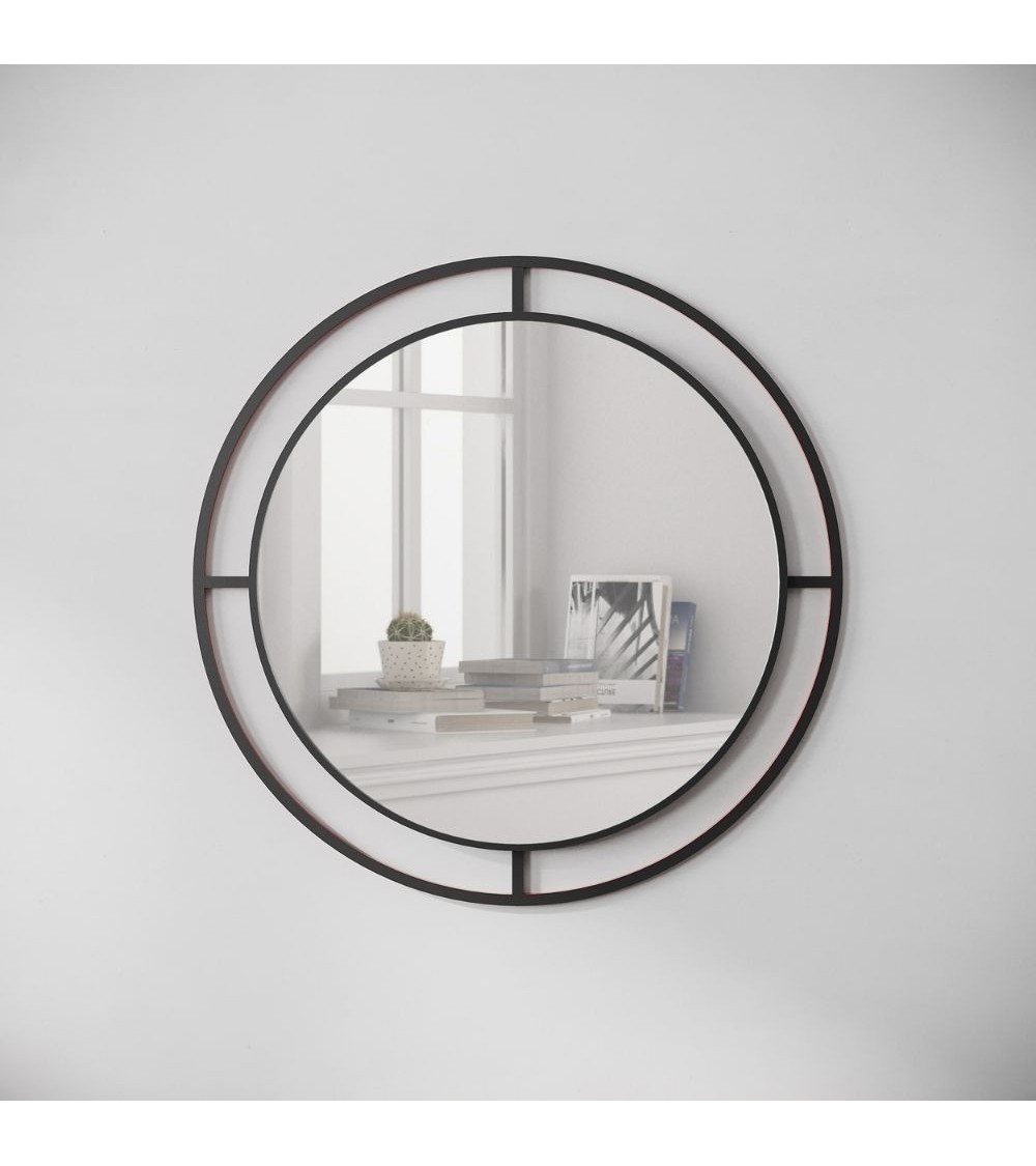 Specchio Bubble con doppia cornice in metallo nero